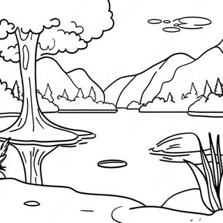 Serene Lakeside Landscape Coloring Page 16192-13666