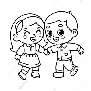 Fun Boy And Girl Playing Together Coloring Page 16252-13713