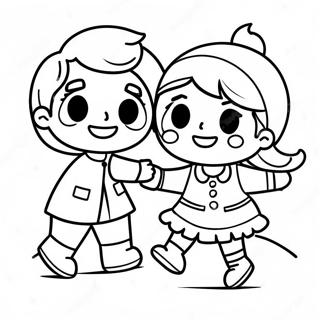 Fun Boy And Girl Playing Together Coloring Page 16252-13714