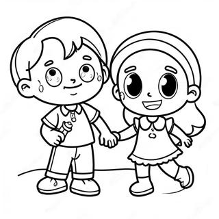 Fun Boy And Girl Playing Together Coloring Page 16252-13715