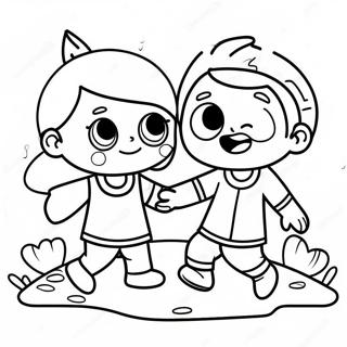 Fun Boy And Girl Playing Together Coloring Page 16252-13716