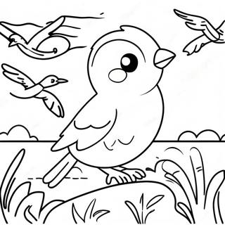 Colorful Bird Migration Coloring Page 16262-13722