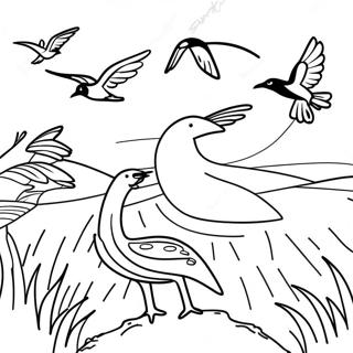 Colorful Bird Migration Coloring Page 16262-13724