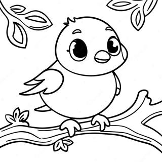 Cute Robin Sitting On A Branch Coloring Page 16312-13761