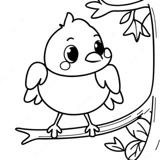 Cute Robin Sitting On A Branch Coloring Page 16312-13762