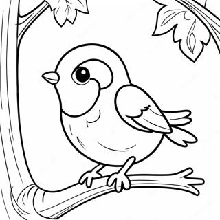 Cute Robin Sitting On A Branch Coloring Page 16312-13763