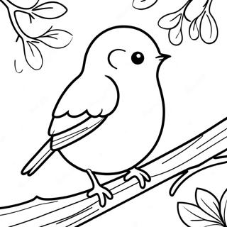 Cute Robin Sitting On A Branch Coloring Page 16312-13764