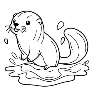 Playful Otter Swimming Coloring Page 1632-1305