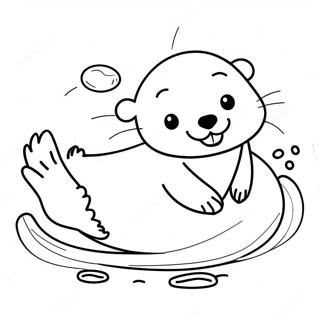 Playful Otter Swimming Coloring Page 1632-1306