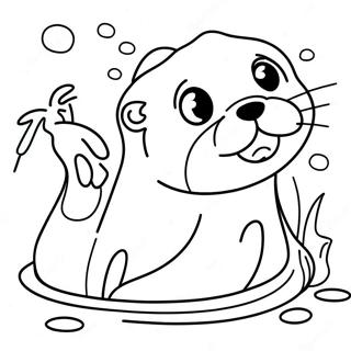 Playful Otter Swimming Coloring Page 1632-1308