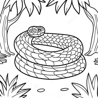 Realistic Anaconda In Jungle Coloring Page 16332-13778