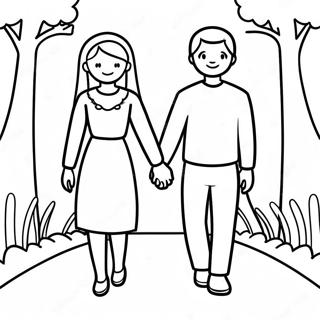 Cute Couple Holding Hands Coloring Page 16351-13790