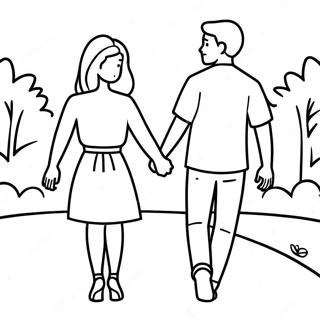 Cute Couple Holding Hands Coloring Page 16351-13791