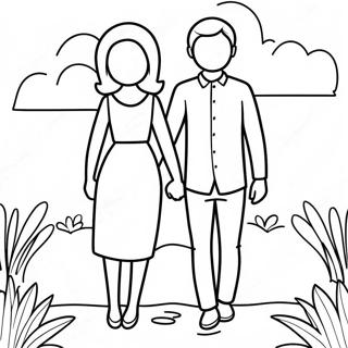 Cute Couple Holding Hands Coloring Page 16351-13792