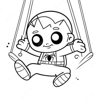 Cute Baby Spiderman Swinging Coloring Page 16383-13809