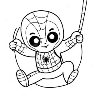 Cute Baby Spiderman Swinging Coloring Page 16383-13810