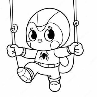 Cute Baby Spiderman Swinging Coloring Page 16383-13811