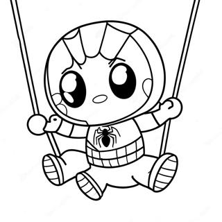 Cute Baby Spiderman Swinging Coloring Page 16383-13812