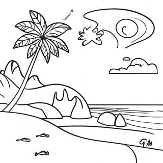 Tropical Island Sunset Coloring Page 16413-13833