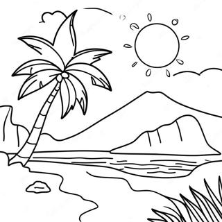 Tropical Island Sunset Coloring Page 16413-13835