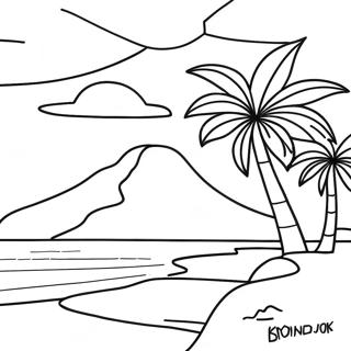 Tropical Island Sunset Coloring Page 16413-13836