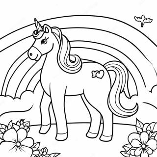 Magical Barbie Unicorn In A Rainbow Landscape Coloring Page 16453-13865