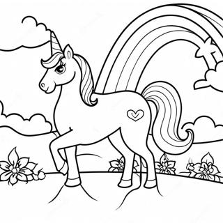 Magical Barbie Unicorn In A Rainbow Landscape Coloring Page 16453-13866