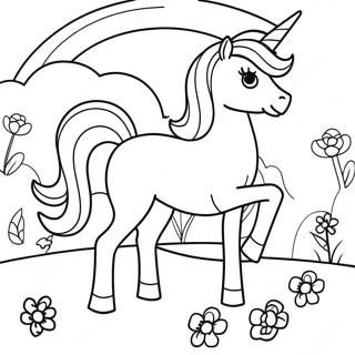 Magical Barbie Unicorn In A Rainbow Landscape Coloring Page 16453-13867