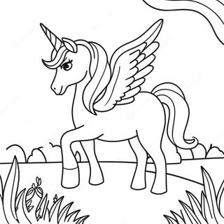 Magical Barbie Unicorn In A Rainbow Landscape Coloring Page 16453-13868