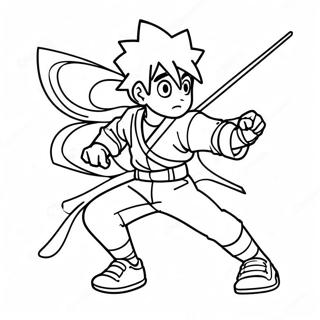 Cool Full Body Anime Boy In Action Coloring Page 16493-13900