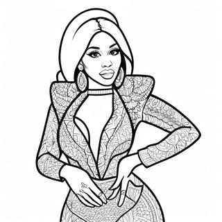 Cardi B In Glittering Outfit Coloring Page 16503-13907