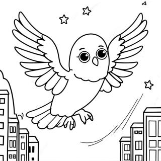 Hedwig Flying Through The Night Coloring Page 16513-13914