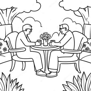 Seniors Relaxing Garden Coloring Page 1651-1320