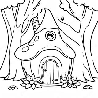 Magical Fairy House In The Enchanted Forest Coloring Page 16543-13940