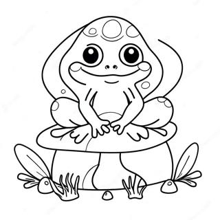 Cute Frog Sitting On A Mushroom Coloring Page 16563-13953