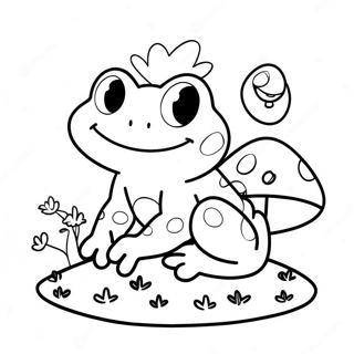 Cute Frog Sitting On A Mushroom Coloring Page 16563-13954