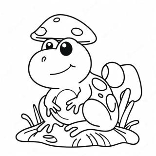 Cute Frog Sitting On A Mushroom Coloring Page 16563-13955