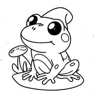 Cute Frog Sitting On A Mushroom Coloring Page 16563-13956