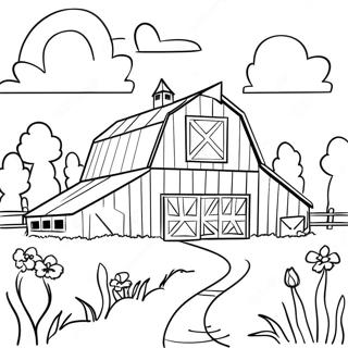 Charming Barn Scene Coloring Page 16573-13961