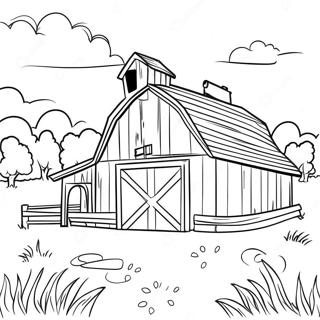 Charming Barn Scene Coloring Page 16573-13964