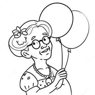 Sweet Grandma With Balloons Coloring Page 16603-13985