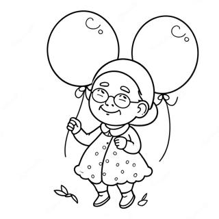 Sweet Grandma With Balloons Coloring Page 16603-13986