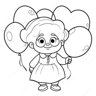 Sweet Grandma With Balloons Coloring Page 16603-13988