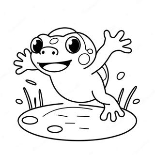 Cute Frog Jumping Coloring Page 16613-13994