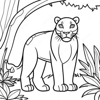 Majestic Black Panther In Jungle Coloring Page 16623-14002