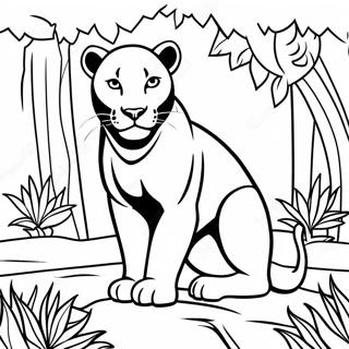 Majestic Black Panther In Jungle Coloring Page 16623-14003