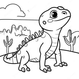 Cute Bearded Dragon In A Desert Coloring Page 16633-14010