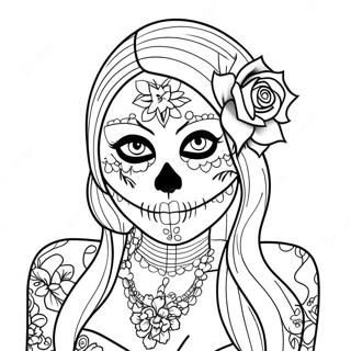 Gangsta Sugar Skull Girl Coloring Page 16692-14054