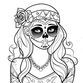 Gangsta Sugar Skull Girl Coloring Page 16692-14055