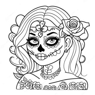 Gangsta Sugar Skull Girl Coloring Page 16692-14056